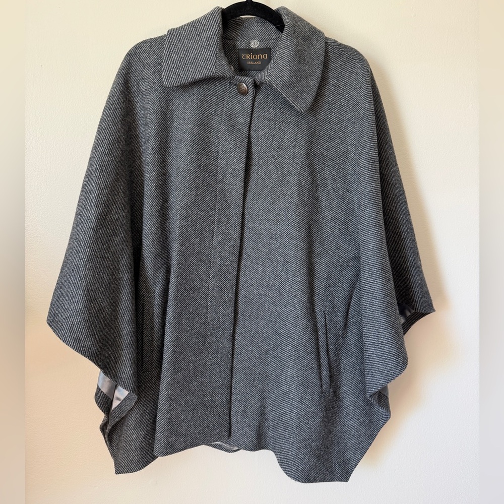 Made in Ireland 100% new wool Triona cape + backup up buttons uncut pockets